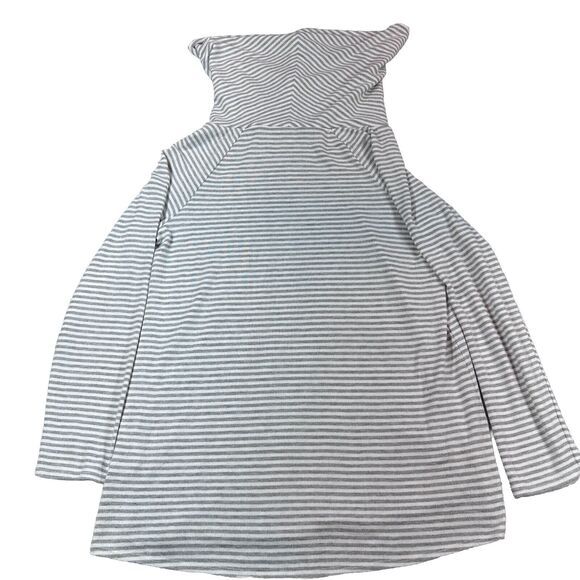 Soft Surroundings Fireside Cowl Neck Pullover Gray/White Striped Sweater Size M - Picture 7 of 10